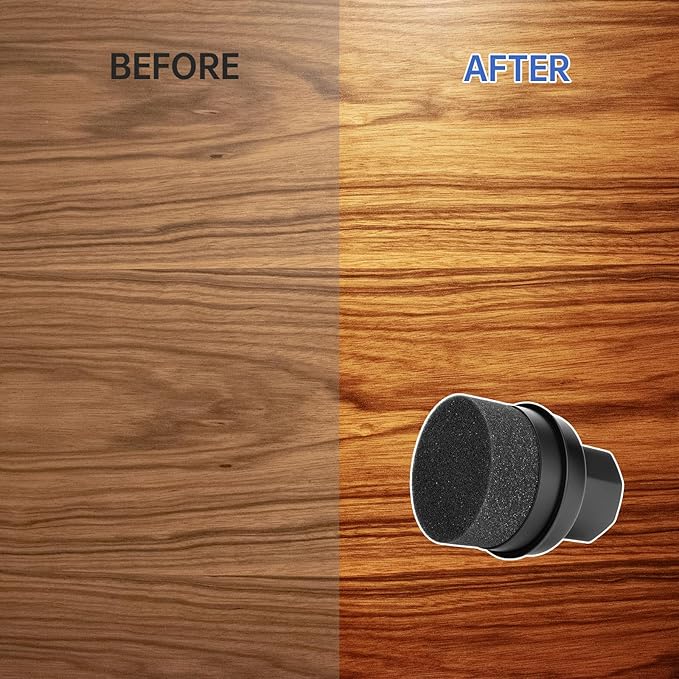 NiHome Wood Wax & Oil Applicator with 3.15" Wide Pad, Reusable Conditioner Tool with Handle & Storage Cap for Cutting Boards, Utensils, Countertops, Serving Boards, Easy to Hold, Clean & Store (Black)