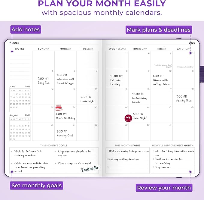 Clever Fox Dated Planner Premium 2026 – Weekly Agenda for Planning & Time Management –Notebook with Habit Tracker & To-do List (Purple)