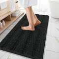 OLANLY Thick Bathroom Rugs 47x20, Extra Soft Absorbent Chenille Striped Bath Rugs, Rubber Backing, Machine Wash Dry, Bath Mats for Bathroom Floor, Tub and Shower, Home Decor Accessories, Black