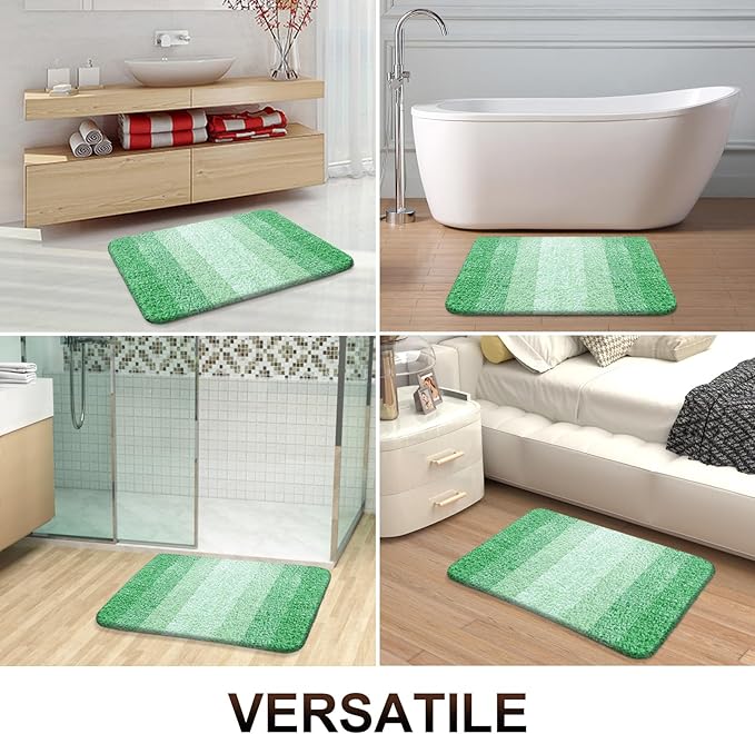 OLANLY Bathroom Runner Rugs 47x20, Extra Soft Absorbent Microfiber Bath Rugs, Rubber Backing, Quick Dry, Machine Washable Bath Mats for Bathroom Floor, Tub and Shower, Home Decor Accessories, Green