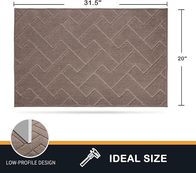 PURRUGS Dirt Trapping Door Mat 20" x 31.5", Non-Slip Machine Washable Entry Rug, Shoe Scraper, Dog Doormat, Super Absorbent Welcome Mat for Front & Back Door, Muddy Wet Shoes & Paws, Grayish Brown