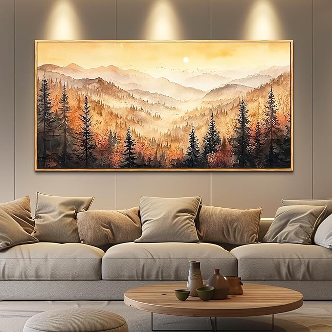 FUHAIHUA Wood Framed Canvas Wall Art For Living Room Large Wall Decor For Office Bedroom Decorations Forest Landscape Pictures Farmhouse Painting Artwork Room Wall Mural Aesthetic Home Decor 30x60 In