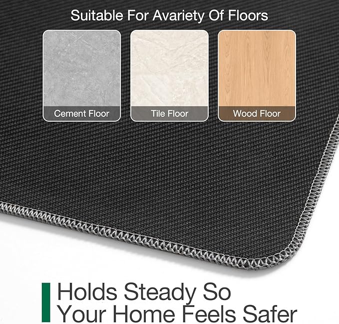LUMI Ultra Thin Door Mat for Entryway, Low Profile Non Slip Rubber Backing Indoor Doormat, Easy Clean Welcome Entrance Mat for Inside House, Patio, Dark Grey 20"x32"