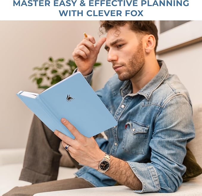 Clever Fox Dated Planner Premium 2026 – Weekly Agenda for Planning & Time Management –Notebook with Habit Tracker & To-do List (Light Blue)