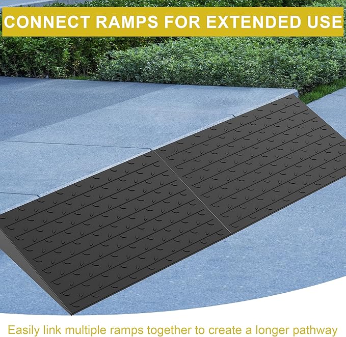 OrangeStar Heavy Duty Rubber Threshold Ramp – 4" Rise Wheelchair & Scooter Ramp with Cord Channel, Non-Slip Angled Entry for Doorways, Steps & Garages, 2200 LBS Capacity (Black, 36" Length)