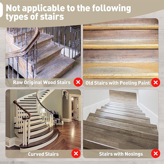 PURE ERA Bullnose Carpet Stair Treads Set Tape Free Non-Slip Indoor Stair Protectors Pet Friendly Rugs Covers Soft Skid Resistant Washable Reusable 9.5" x 30"(2 Pieces,Cream Gray)