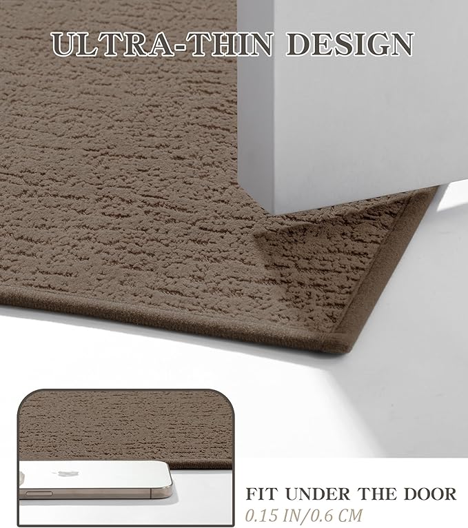 chakme Bathroom Rugs Mat U-Shaped 24x17, Ultra Thin Non Slip Bath Mat Small Quick Dry Absorbent Bath Mat for Bathroom Floor, (Coffee, U-24"x17")