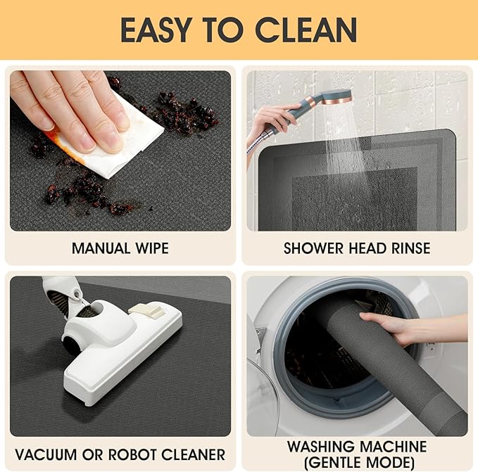 ACCUMTEK Toilet Rugs, Ultra Thin Absorbent Contour Bathroom Rugs for Toilet, Dry Quickly, Machine Washable, Upgrade Backing Non-Slip Bath Mat, Grey/Bordered/U-Shaped 24"x20"