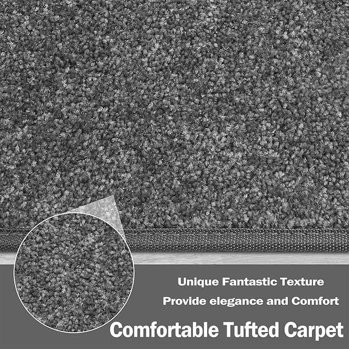 PURE ERA Carpet Stair Treads Tape Free Non Slip Indoor Stair Carpet Stair Protectors Pet-Friendly Non-Slip Skid Resistant Washable Reusable 8" x 30"(2 Pieces,Dark Gray)
