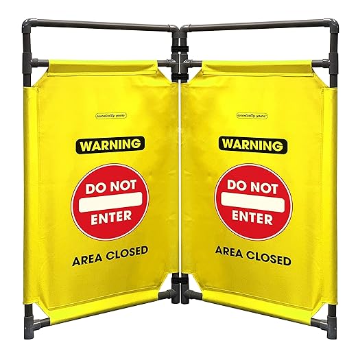Essentially Yours "Do Not Enter Foldable Safety Barricade | High Visibility Yellow 3 Foot Portable Safety Barrier with Heavy Duty PVC Frame