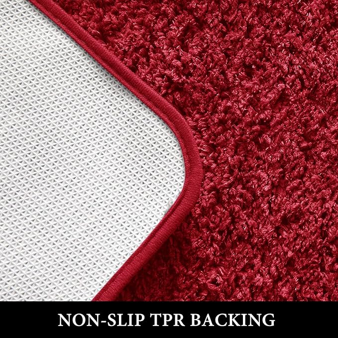 MIULEE Christmas Red Bath Rugs for Bathroom - Soft and Absorbent Non-Slip Rug for Shower Bath and Toilet, Machine Washable, 16'' x 24''