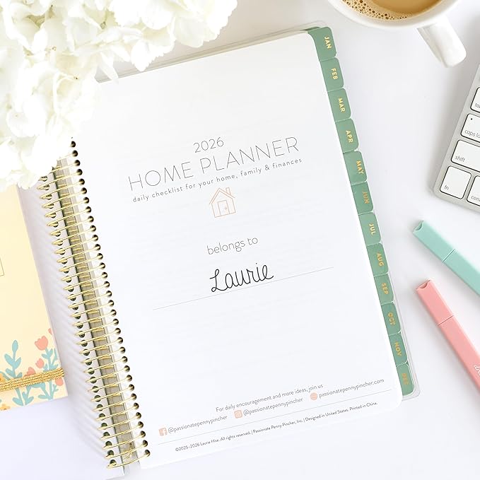 PPP Home Planner 2026 | 12-Month Weekly Calendar (Sunday Start) | Monthly Review & Seasonal Checklists | Budgeting & Savings Worksheets | Daily Bible Reading Plan | Checklists for Routines and Goals