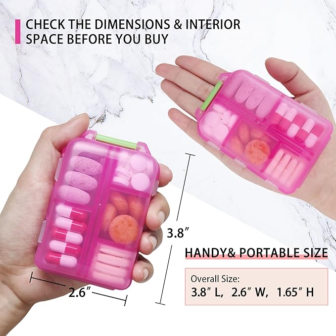 Large Pill Organizer with Medicine Labels - 7 Day Travel Daily Container, Mini Medication Storage Case (White, 161 Labels)