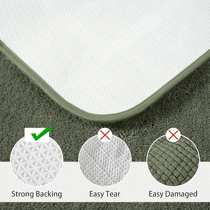 LOCHAS Bathroom Rug Set Sage Green, Soft Bath Rug Set 2 Piece Set, Toilet Mat U-Shaped 20x20 and 34x20 Bath Rugs, Quickly Dry Mats for Bathroom, Tub, Washable, Super Absorbent Floor Mat