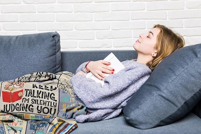 Book Lovers Blanket, 50"x40", Reading Gifts for Women, Literary Gifts