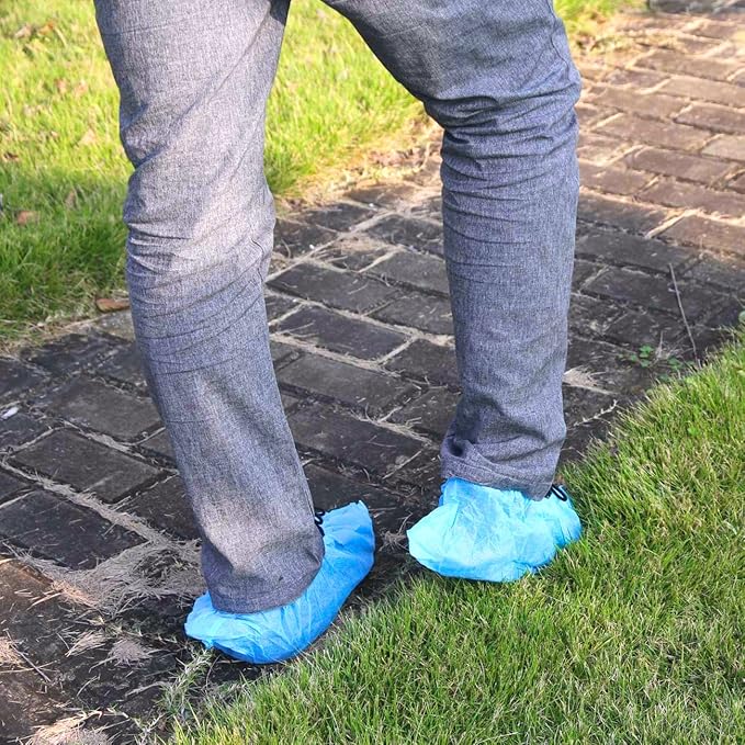 X-Large Premium 500 Pack(250Pairs) Disposable Boot & Shoe Covers - Durable, Water Resistant, non-slip, non-toxic, Recyclable, blue, stretchable fits US Men Size 11 and UP