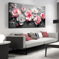 Flower Canvas Wall Art for Living Room - Pink and White Room Decor for Women - Girls Bedroom Wall Decor Size 29" x 59"