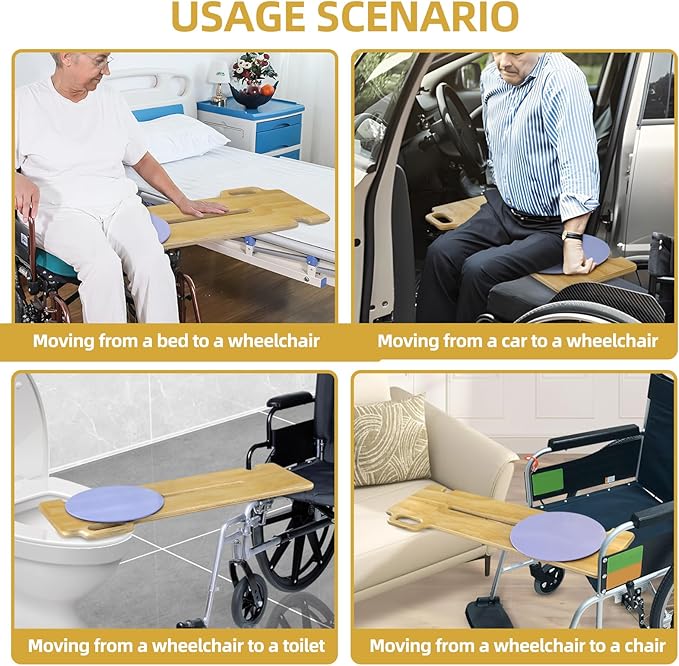 Transfer Board Patient Slide Assist Device for Transferring Patient Elderly, and Disabled from Wheelchair to Bed, Toilet, Bathtub, Sliding Boards Platform with Single Handle (30" x 12" x 0.7")