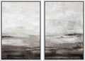 MUDECOR Framed Wall Art Print Set Brown and Gray Grunge Paint Stroke Landscape Abstract Shapes Illustrations Modern Minimalist Chic Relax/Calm for Living Room, Bedroom, Office - 16"x24"x2 White