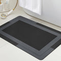 ACCUMTEK Ultra Thin Bath Mat, Upgrade Backing Non Slip Thin Bath Mats Fit Under Door, Quick Dry Ultra Absorbent Bathroom Rugs, Machine Washable Bath Rugs for Bathroom, Bathtub, Black/Bordered/32 x20