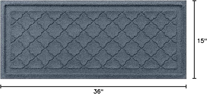WaterHog Indoor Outdoor Boot Tray Mat – Slip-Resistant Entry Rug for Front Door, Mudroom, Porch, Patio, Garage, All Weather Floor Protector, Made in USA, Cordova Pattern, Bluestone, 15 x 36 Inches