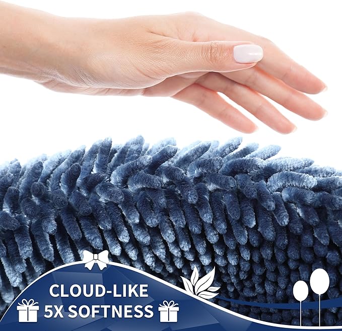 Yimobra Bathroom Rugs Sets 2 Piece, Soft Absorbent Bath Mat and U-Shaped Toilet Rug with Non Slip Backing, Luxury Shaggy Bath Mats for Bathroom, Machine Washable, 31.5"x20"+24"x20", Light Blue