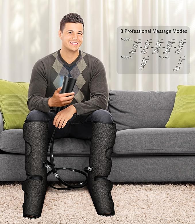 UMARMUNG Air Compression Leg Massager with Heat, Gifts for Women Men Mom Dad, Leg Foot Massager Gift for Christmas, Fathers Day, Mothers Day, Vericose Veins, Edema, Muscle Fatigue, Cramps, Swelling