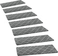 PURE ERA Carpet Stair Treads Tape Free Non Slip Indoor Stair Carpet Stair Protectors Pet-Friendly Non-Slip Skid Resistant Washable Reusable 8" x 30"(14 Pieces,Gray Diamond Trellis)