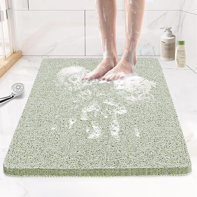 Joyhalo Shower Mat Bathtub Mat Non Slip, Bathmats Non Slip, Quick Drying Foot Scrubber Loofah Mats for Shower, Tub, Bathroom, Home, 32x24inch, Mint Green