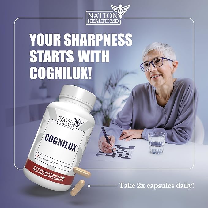 Cognilux - Brain Supplements for Memory and Focus - Nootropic Focus Supplement with Niacin, Vitamin B6, GABA and More - Memory Supplement for Brain, Brain Health