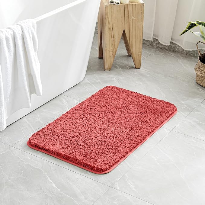 MIULEE Coral Absorbent Bathroom Rugs, Soft Large Bath Mats Non-Slip and Quick-Drying for Bathroom Floor Bathtub Showers, Machine Washable Carpet (24 x 36 Inches)