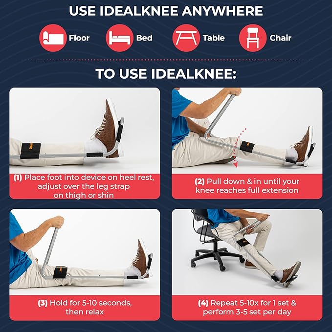 IdealKnee - Advanced Knee Extension & Pain Relief Device - Endorsed by PTs & Surgeons - Ideal for ACL, MCL Recovery, Athletes, Therapy & Rehab
