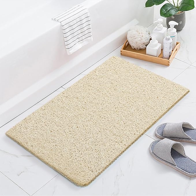 Joyhalo Shower Mat Bathtub Mat Non Slip, Bathmats Non Slip, Quick Drying Foot Scrubber Loofah Mats for Shower, Tub, Bathroom, Home, 32x24inch, Beige