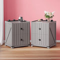 Night Stand Set 2 with Slidable Charging Station,Bedside Table with 2 Drawers,Farmhouse End Table and Nightstand,Small Side Table for Bedroom（Newly Upgraded 2 PCS）