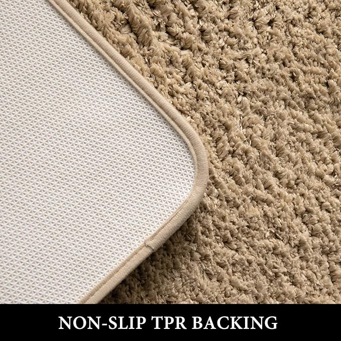 MIULEE Non Slip Bathroom Rug Bath Mats for Bathroom(20x30,Camel) Absorbent Thick Soft Microfiber Bath Rug Machine Washable Plush Carpet for Tub Shower