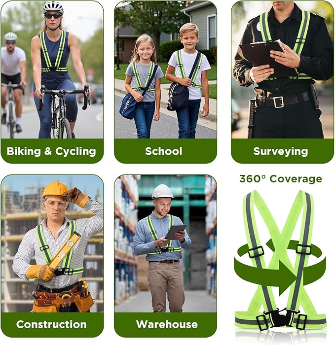 cobee 20 Pcs High Visibility Reflective Vests, Adjustable Safety Vests with Quick Release Buckle Bright Yellow Reflector for Running Cycling Construction