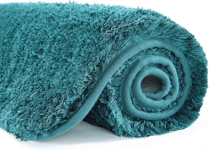 Suchtale Large Bathroom Rug Extra Soft and Absorbent Shaggy Bath Mat Machine Washable Microfiber Bathroom Non Slip Mat for Bath Floor Mats - Rubber Back (24 x 60 Teal)
