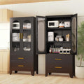 Metal Garage Storage Cabinet, Kitchen Pantry Storage Cabinet with 2 Drawers and 2 Adjustable Shelves Versatile Storage for Homes Offices Gym Basement Warehouse (Black)