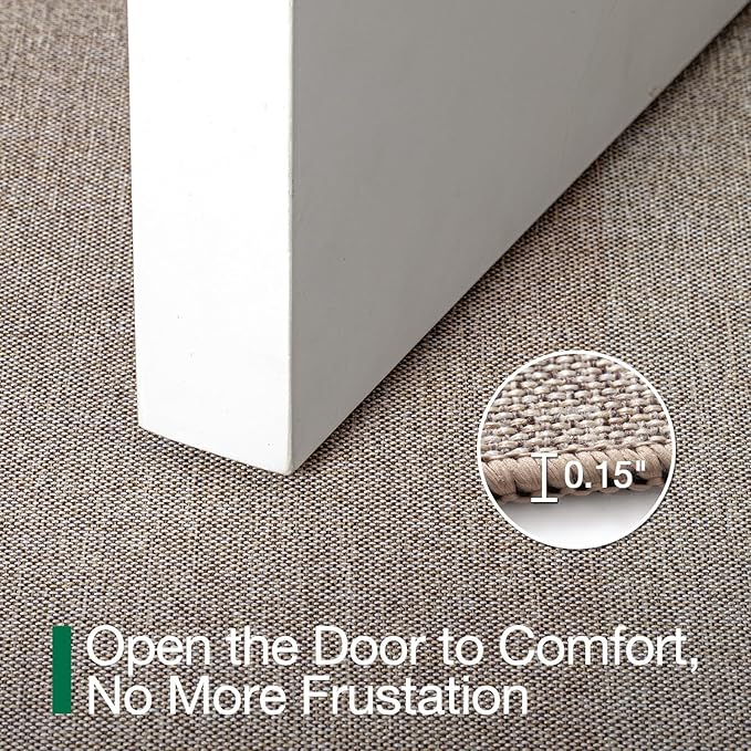 LUMI Ultra Thin Door Mat for Entryway, Low Profile Non Slip Rubber Backing Indoor Doormat, Easy Clean Welcome Entrance Mat for Inside House, Patio,Beige 20"x32"