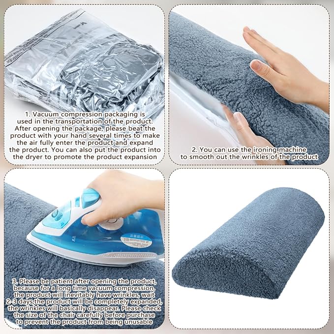 Wesiti Recliner Foot Pillow Cushion High Resilience Sherpa Memory Foam Bolster Sleeping Rest Multipurpose Half Roll Leg Pillow Suitable for Bed Chair Sofa Headrest Back Lumbar Leg Support(Haze Blue)