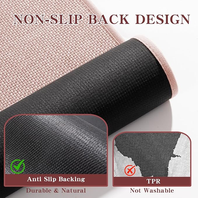chakme Bathroom Rugs Mat 47x25, Ultra Thin Non Slip Bath Mat Large Quick Dry Absorbent Bath Mat for Bathroom Floor, (Pink, 47"x25")