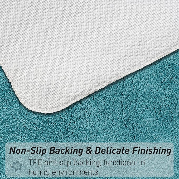 Luxury Quick Dry Non-Slip Bathroom Rugs【24'' x 47'' Blue】 Highly Absorbent Washable and Ultra Soft, Extra Thick Fluffy Bath Mats for Shower/Kitchen/Bathtub Floor