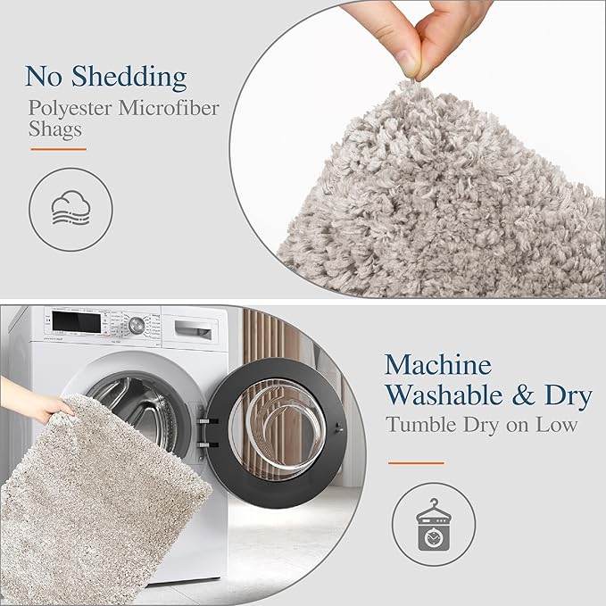 Walensee Bath Rug Non Slip Mat (20 x 32, Light Tan) Water Absorbent Soft Microfiber Shaggy Machine Washable for Bathroom Thick Plush Shower Mat