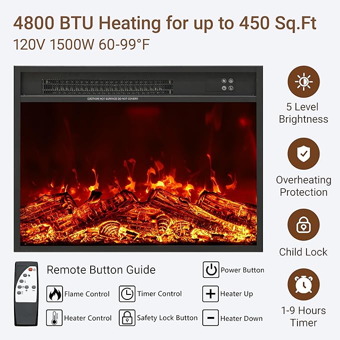 70“ Fireplace TV Stand, 4800 BTU Electric Fireplace with Mantel, Farmhouse Style Wooden TV Console Entertainment Center with Storage, Remote Control, Heating for Living Room, Bedroom, White
