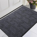 Front Door Mat 47"x32" Indoors Outdoors Welcome Mats, Waterproof Non-Slip Rubber Backing Heavy Duty Doormat Outside Entrance, Low Profile Entryway Rugs Floor Mat for Patio, Pattern B Grey