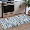 Modern Abstract Runner Rug 2x5, Grey Blue White Washable Entryway Kitchen Runner Non-Slip Soft Hallway Rug Runner Thin Print Faux Wool Carpet for Bedroom Laundry Room Indoor