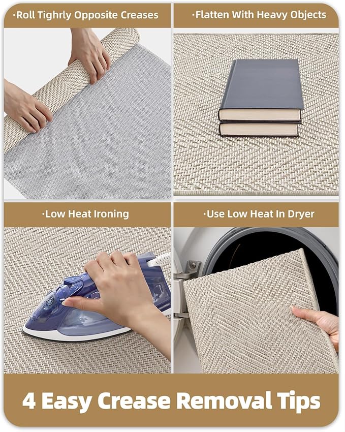 Color&Geometry Extremely White Beige Small Ultra Thin Indoor Door Mat 17"x30", Machine Washable Front Door Mat Non Slip, Low Profile Entrance Mat Indoor, Absorbent Carpet for Inside Use (FOLD)