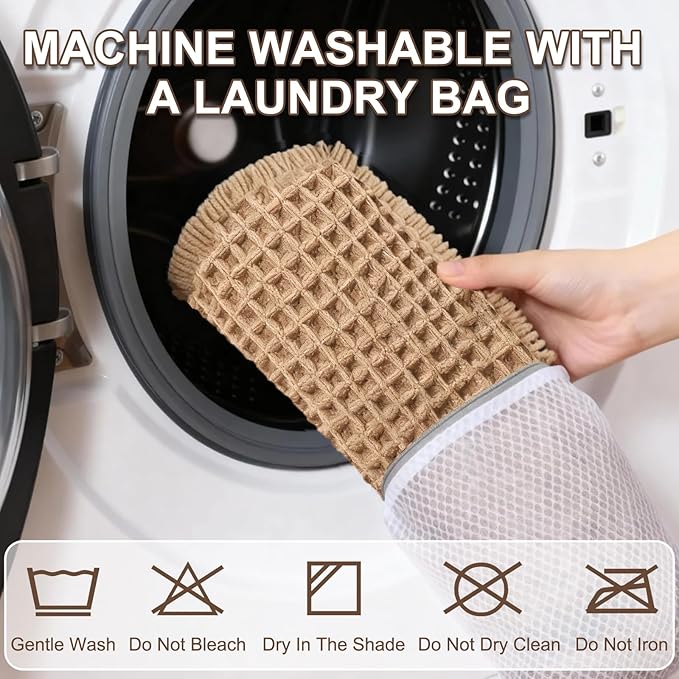 Hiasan Waffle Bath Mat, Super Absorbent Non Slip Bathroom Boho Rug with Tassels, Machine Washable Bath Mats for Bathroom, Ultra Soft Rubber Backed Rug, Brown, 20 x 32 Inches