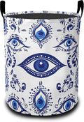 Blue Demon Eye Laundry Hamper Large Canvas Fabric Lightweight Storage Basket/Dirty Clothes Collapsible Waterproof for College Dorms, Boys and Girls Bedroom,Bathroom
