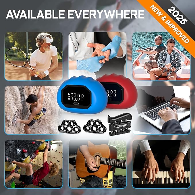 Funny Palm Grip Strength Tester Trainer - Strength Dynamometer Rechargeable Hand Exercising Device for Hand and Finger Grip Tester with Finger Exerciser Stretcher Workout Equipment